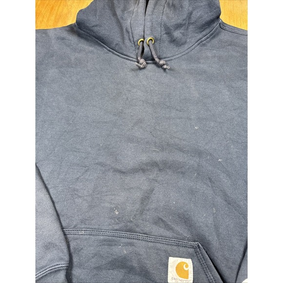 Carhartt K288 Long Sleeve Hoodie Mens L Navy Blue Distressed Workwear Grunge - Picture 2 of 16
